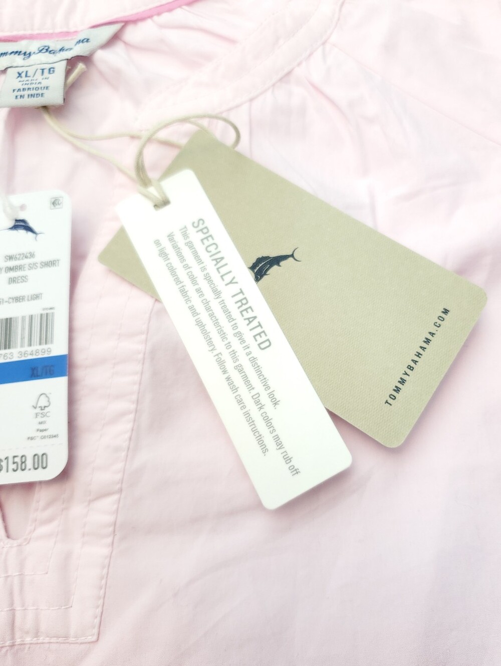 NWT Tommy Bahama Sunray Ombre Pink Short Sleeve Dress Size XL Resortwear Travel - Picture 9 of 12